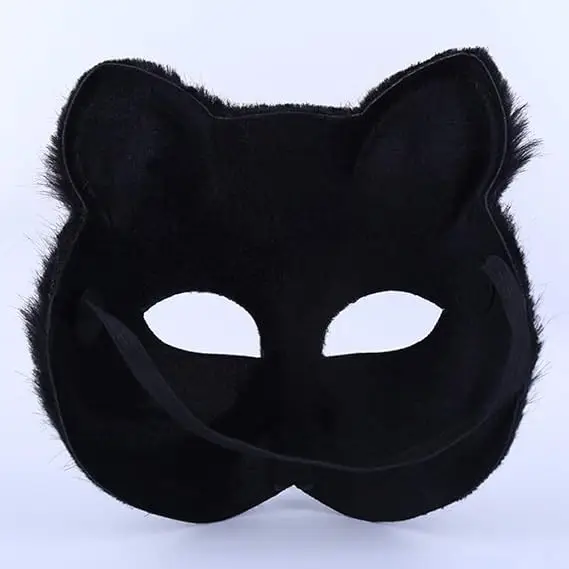Halloween Half Fox Mask Animal Plush Mask Cosplay Animal Mask for Carnival Masquerade Costume Props