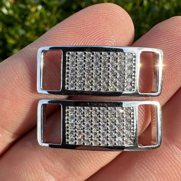 Pass Diamond Tester Vvs Moissanite Shoe Tags Iced Out Round Brilliant Cut Diamond Laces Locks Fine Jewelry Findings