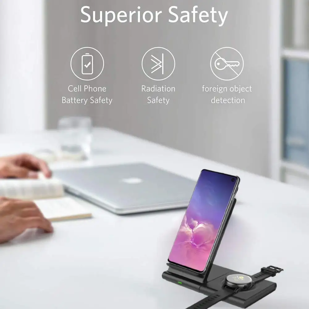 
Smacat Best selling products in USA Wireless Charger Stand 3 Coils Fast 2 in 1Wireless Charger 