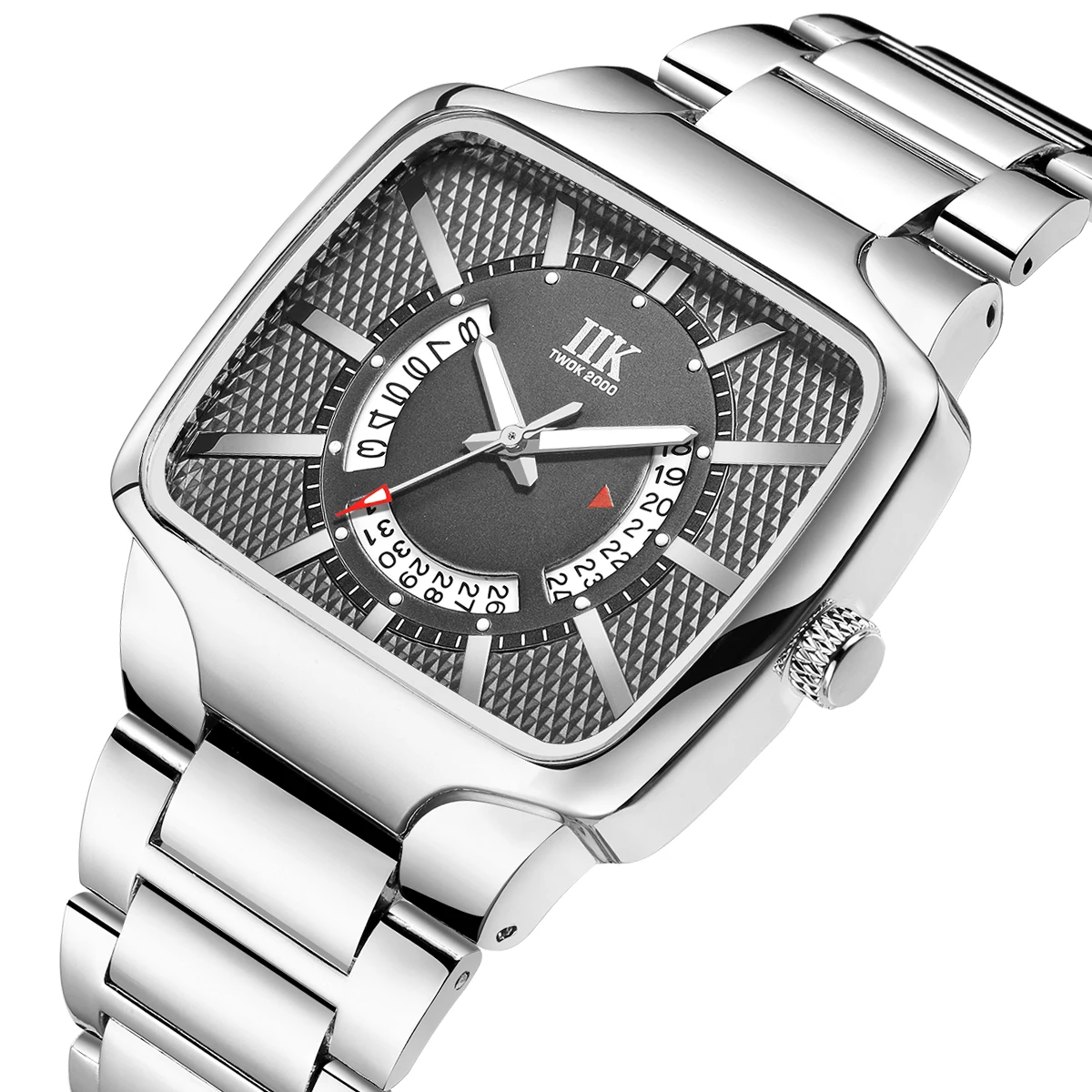 Shinny Square IIK Collection Green Dial Waterproof Date Quartz Custom Logo Men Wrist Watch