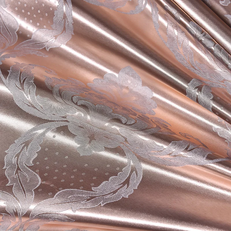 European Style 4 PCS embroid flower Satin Lace Jacquard Bedding Set with Zipper Closure