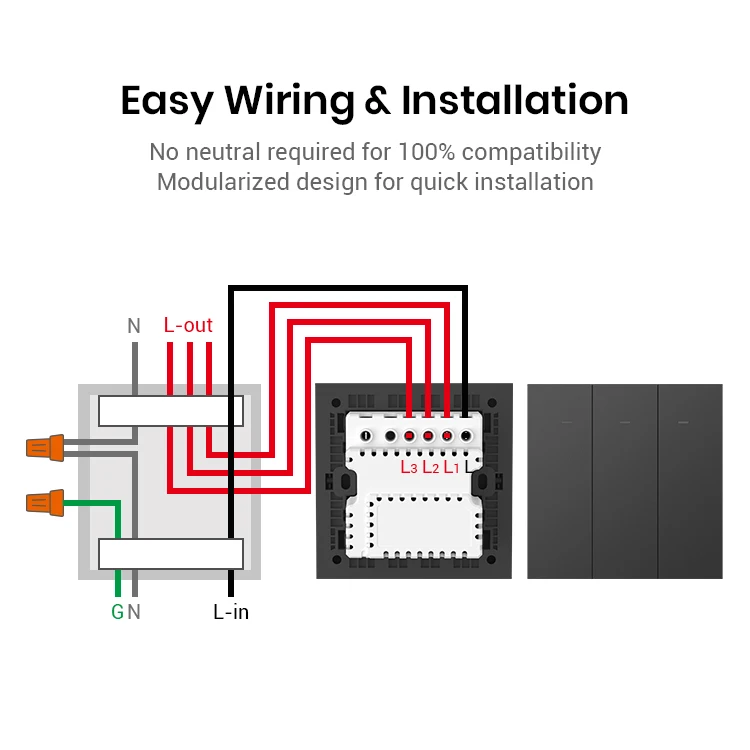 Hottest 1/2/3 Gang UK Smart Home Push Light Wifi Switch Alexa Google Home Wall Light Switch with CE/ROHS certificate