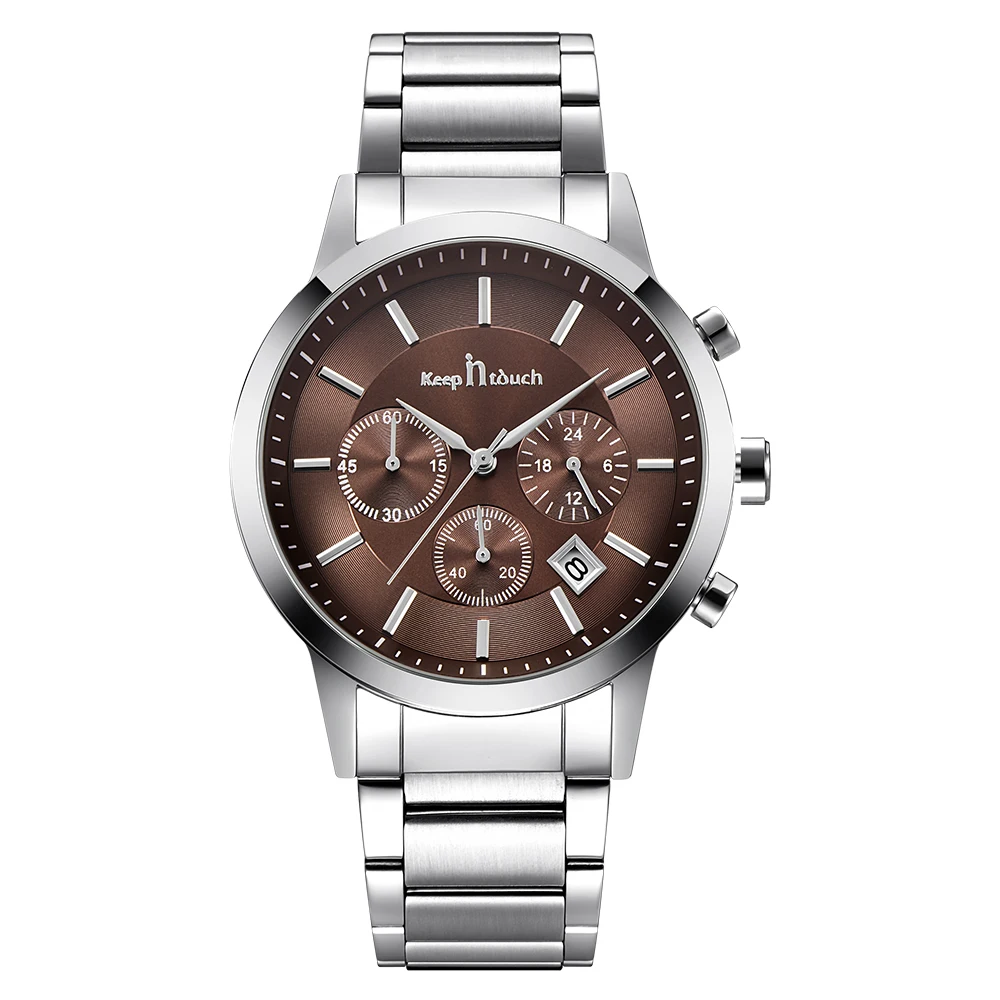 Hot sale mens luxury steel watch back fashion chronograph watches