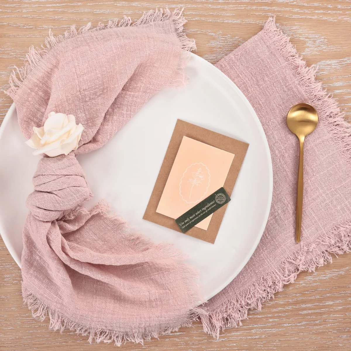 Organic rustic gauze cotton napkins rust Christmas table cheesecloth pink wedding dinner napkins