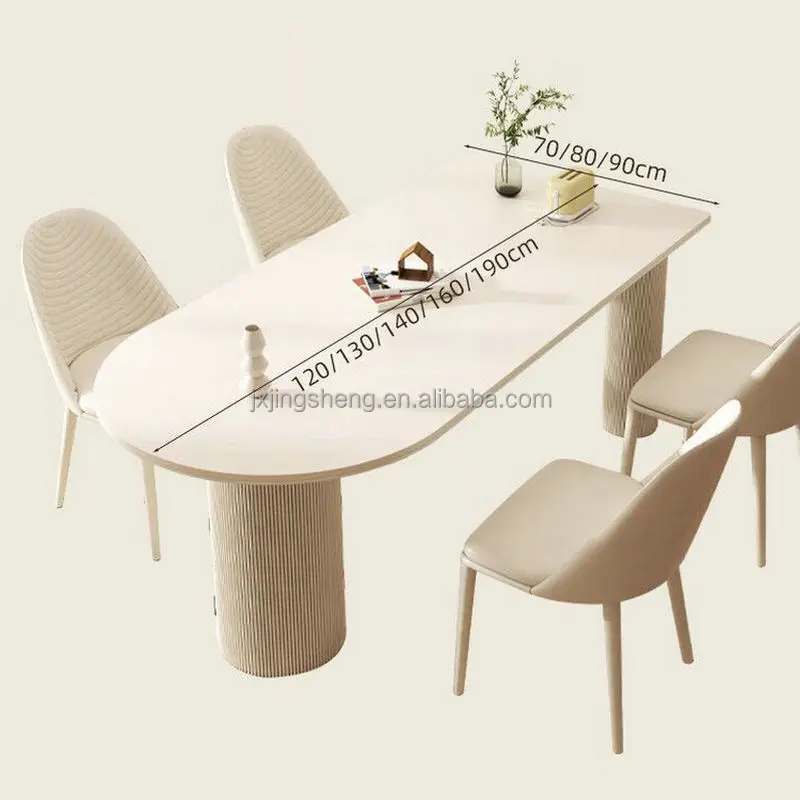 Modern set cream white rock modern simple dining table and dining chair
