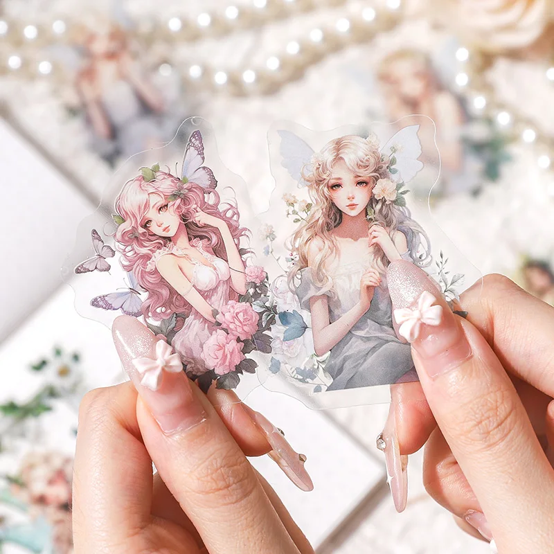 PET Stickers Flower Fairy Series GirlJunk Journal Decoration Custom Stickers Pack for Diary Mr. Paper 30 Pcs / Set
