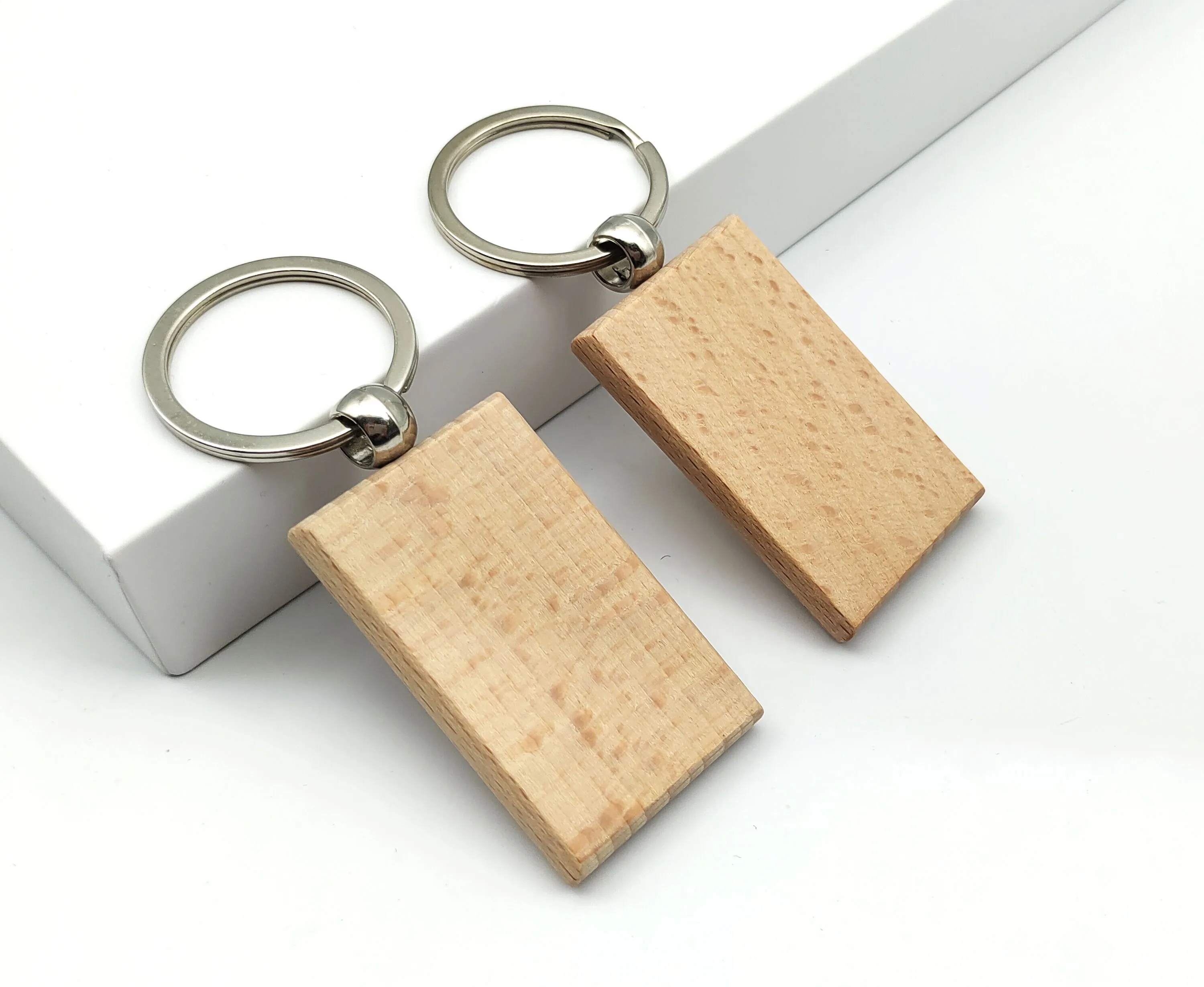 Laser Engraving Custom Logo Wooden Keychain Blank Wood Keyring Keychain Key Chain Wooden Key Holder DIY Crafts Keyrings