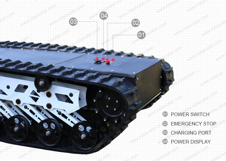 Home Security Robot Outdoor Network Switch Rubber Tracked Chassis Platform 