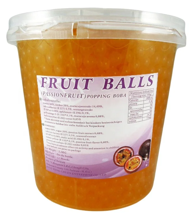 New Promotional Customized Taiwan 3.4Kg Passion Fruit Flavor Boba Ball For Commercial Fruit Juice