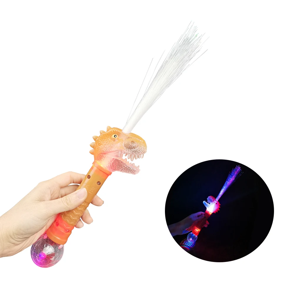 Newest Hot Sale Glowing Stick Luminous Colorful Led Light Dinosaur Optic Fiber Magic Wand With 6 Flashing Modes