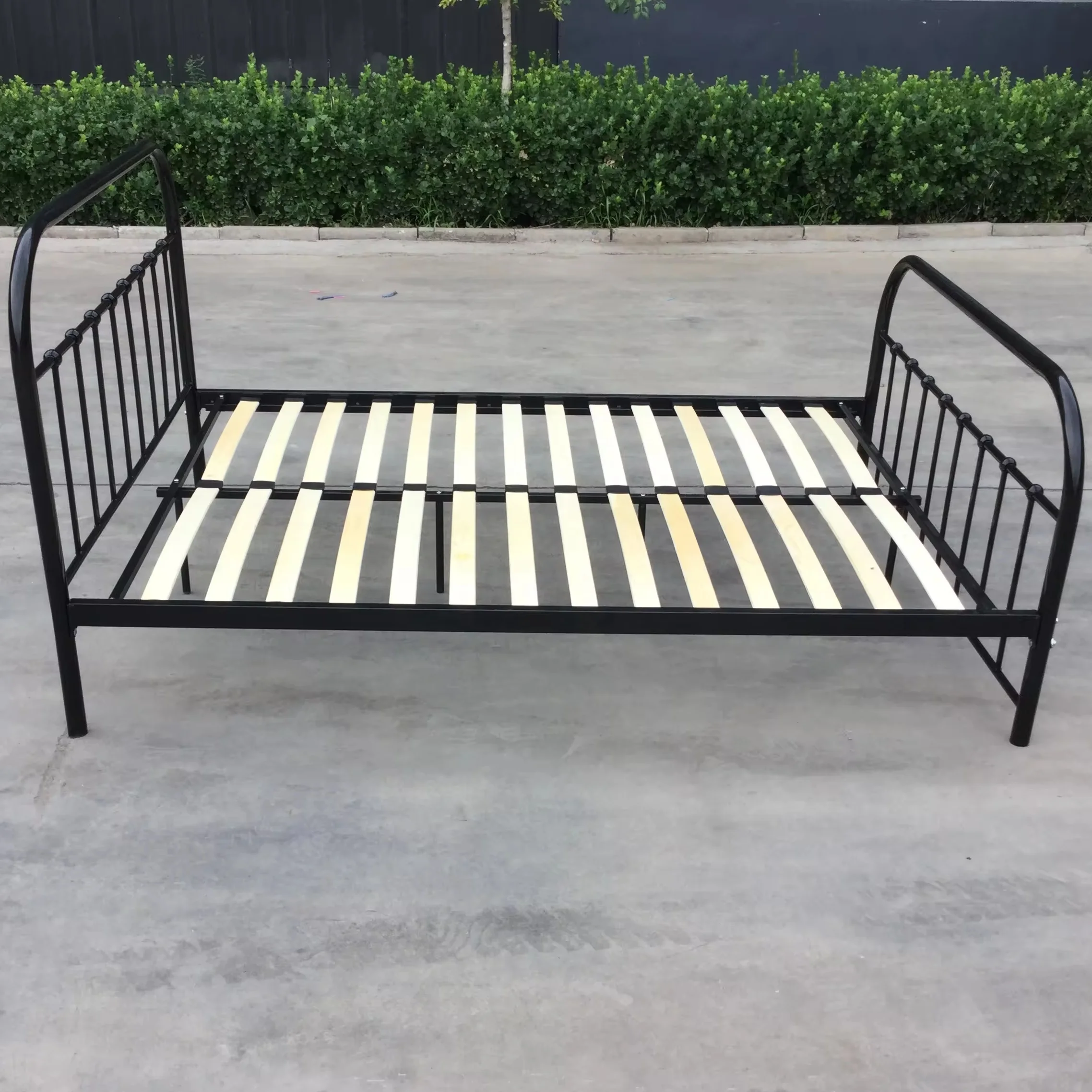 bedroom furniture iron bed frame king queen single double size wood slat metal bed frame