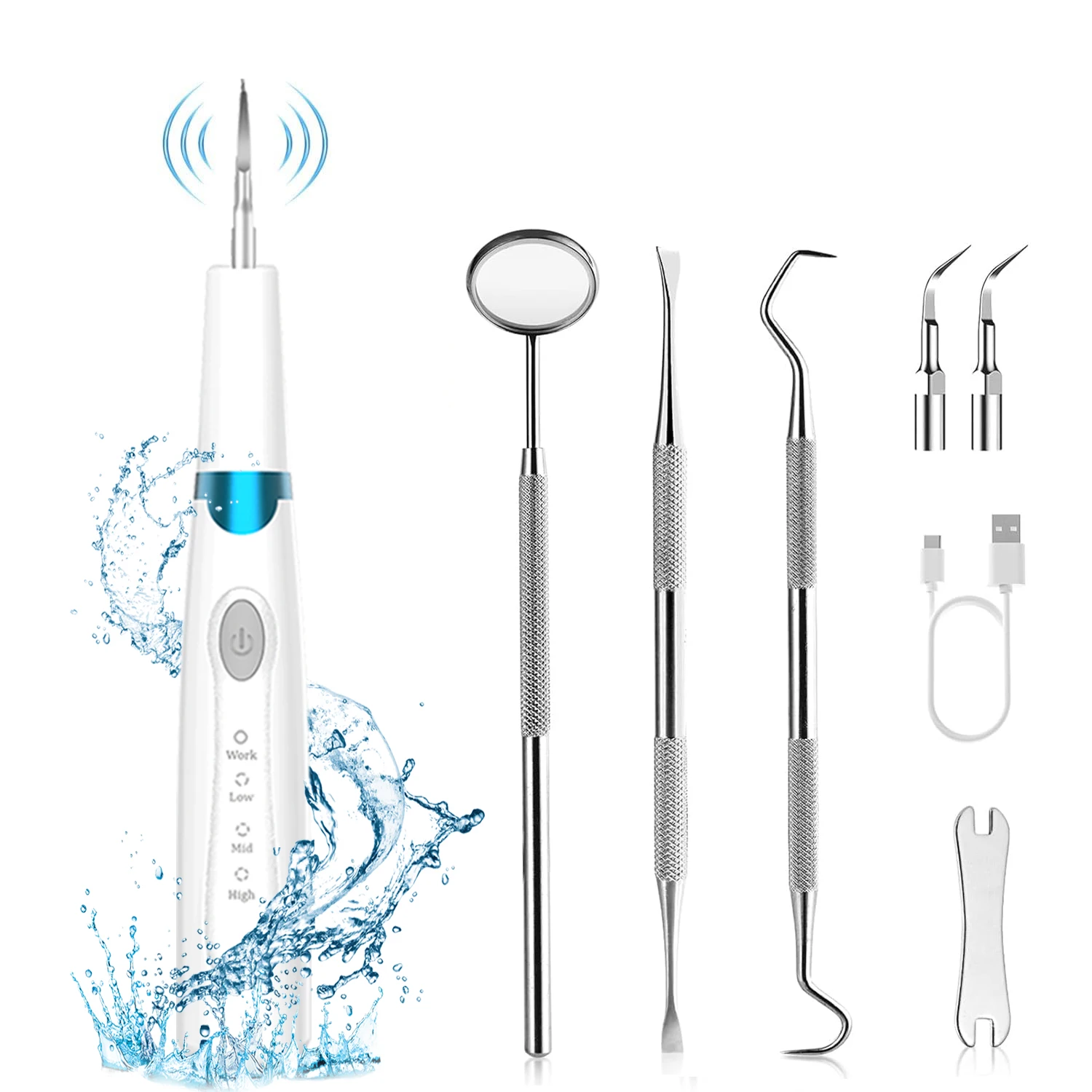 Electric Ultrasonic Teeth Cleaning Set for Overseas Audiences & Pet Clean Delights - Eliminate Calculus and Plaque, Whiten Teeth