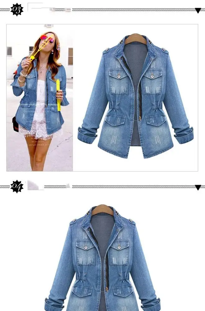 
S-5XL Oversized jean jacket blue jean jackets womens jeans denim jacket 