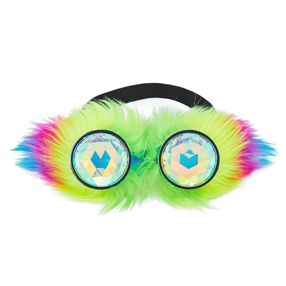 Cheap Kaleidoscope Rave Goggles Steampunk Glasses with Rainbow Crystal Glass Lens Halloween Cosplay Party Steampunk Goggles
