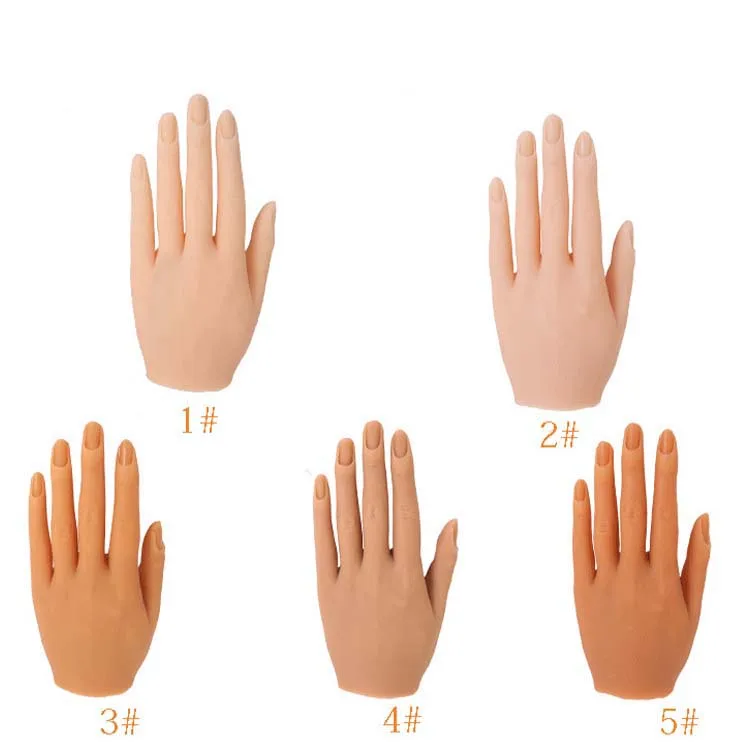 Top Quality Silicone Hand For Nails Manicure Training Finger Trainer Soft False Nail Practice Hand Model