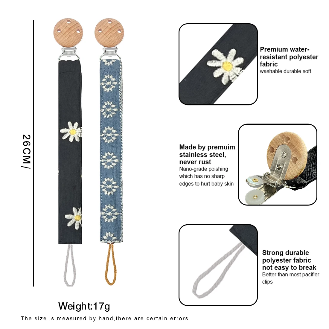 Hot Sale Factory Baby Crochet Infant Nipple Holder Cord Wood Crochet Beads Cotton Teething Chewable Toys