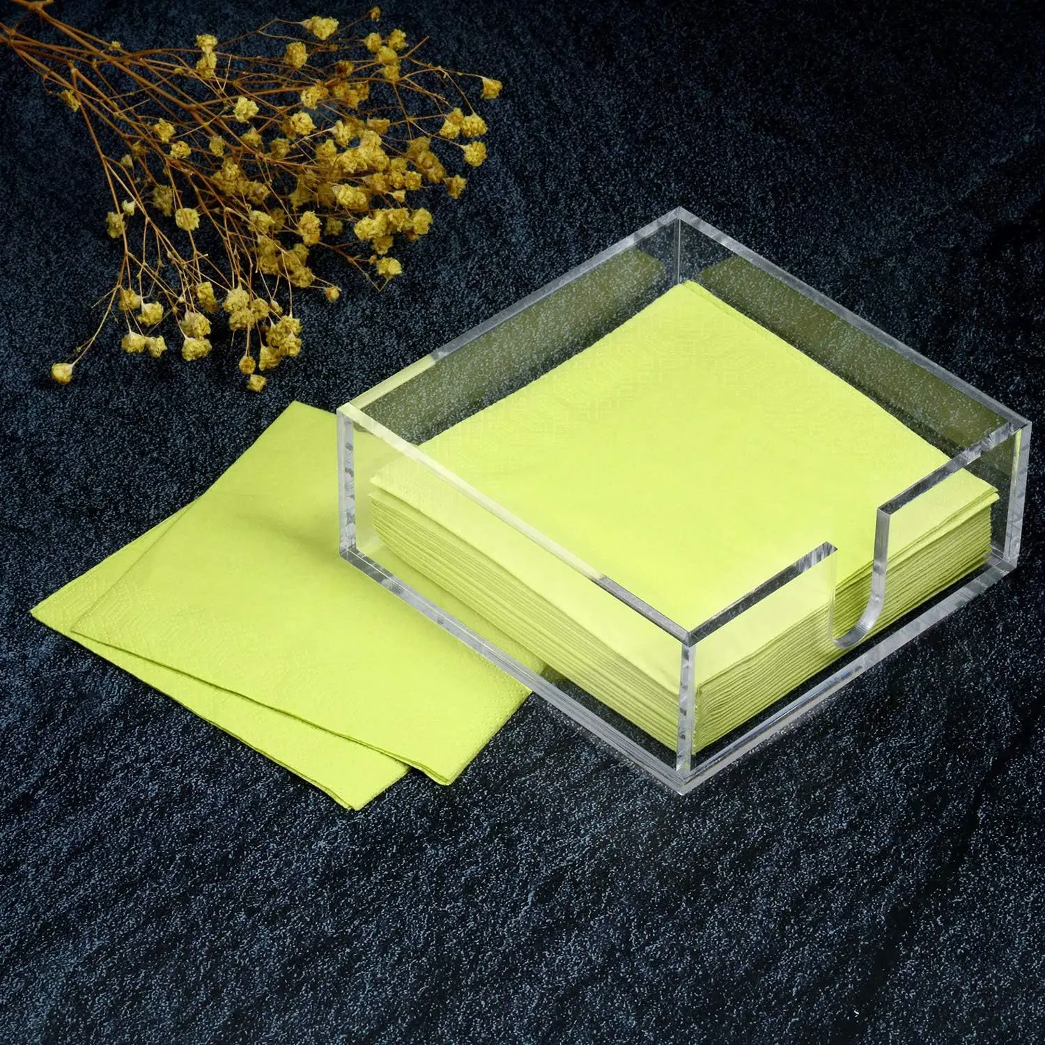 Durable Square Clear Memo Sheets Organizer Acrylic Notepad Box for Desk Accessories