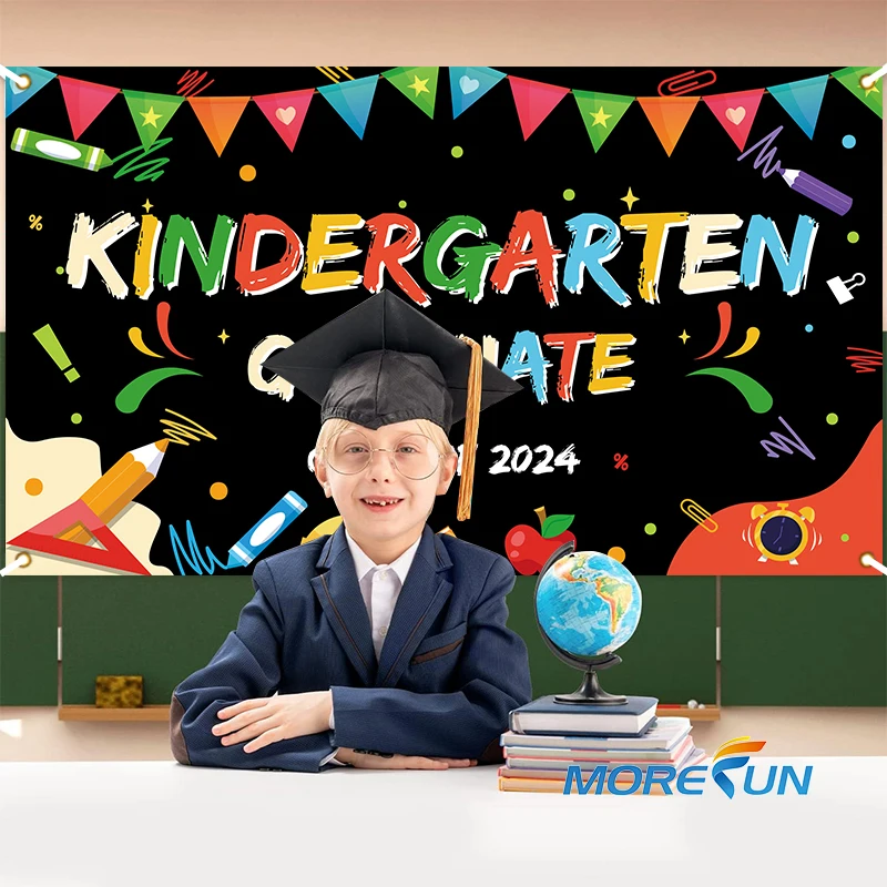 Hot sale 2024 kindergarten scene layout background cloth Graduation themed party wall upholstery