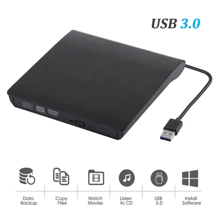 sell well  Support Hot Plug External Black CD USB3.0 Laptop DVDRW Writer