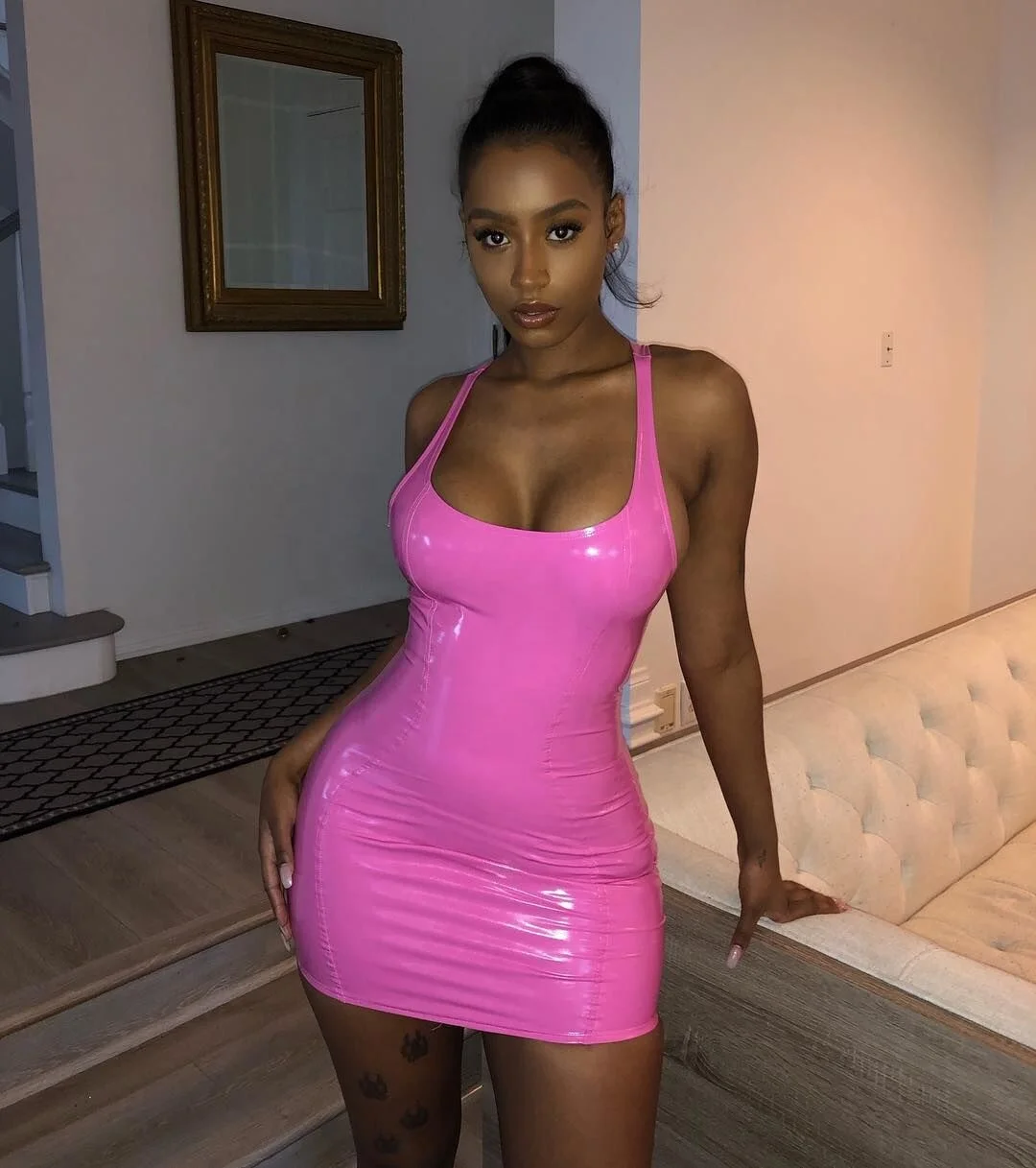 New Arrival Sexy Women Gray Maillot De Bain Femme Twist Knot Front Cutout Casual Bodycon Dress