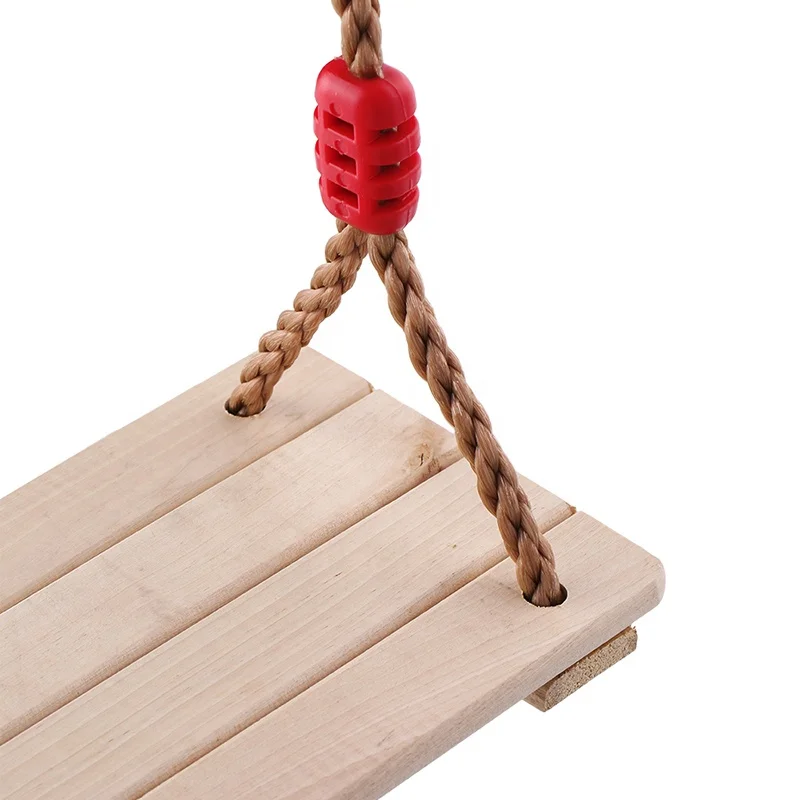 Good Quality GladSwing Kids playing 4pcs wooden baby swing seat with black knot adjustable rope