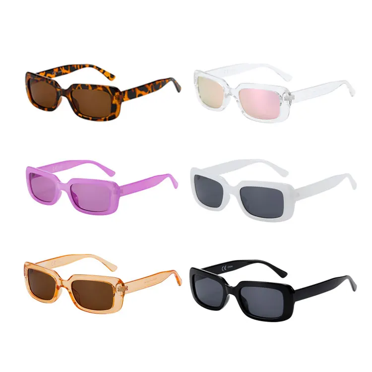 Custom Candy Color Ladies Square Lentes Trendy Plastic Luxury Brand Travel Small Rectangle Men Women Vintage Retro Sunglasses