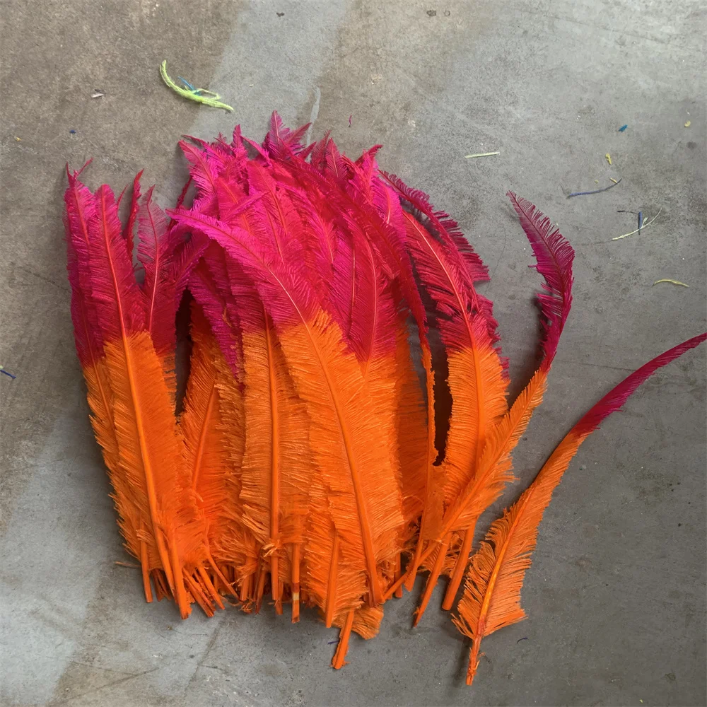 Хит. Розовые оранжевые двухцветные страусиные перья Nandu для вечеринки домашнего свадебного декора самодельное ремесло Цветочная шляпа головные уборы аксессуар