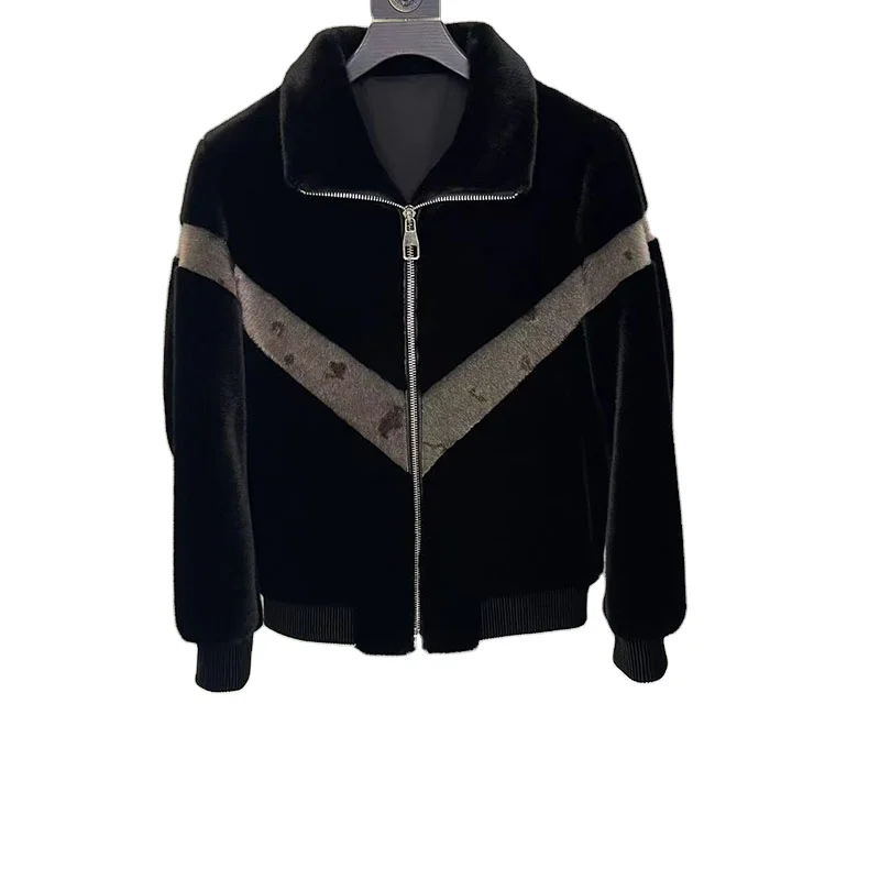 Outdoor Winter Custom Fashion Black Suede Hooded Jacket Black Faux Fur Jackets China