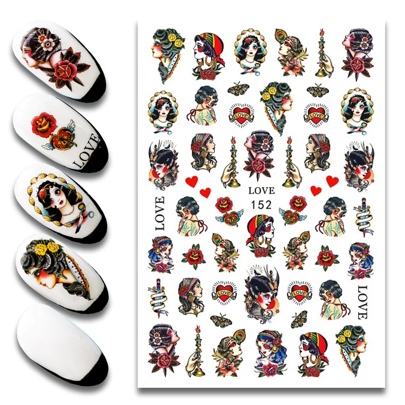 nail sticker art flower 2d EB series DIY Decoration 2021 Fashion customized design cartoon Self-adhesive Decals