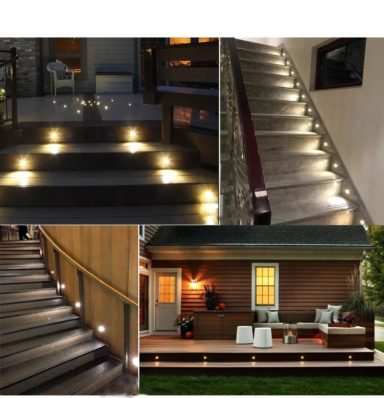 LED Stair Light Recessed Step Lights IP67 Waterproof Outdoor Corner Wall Lamps DC12-24V Deck Floor Lamp Staircase Lighting