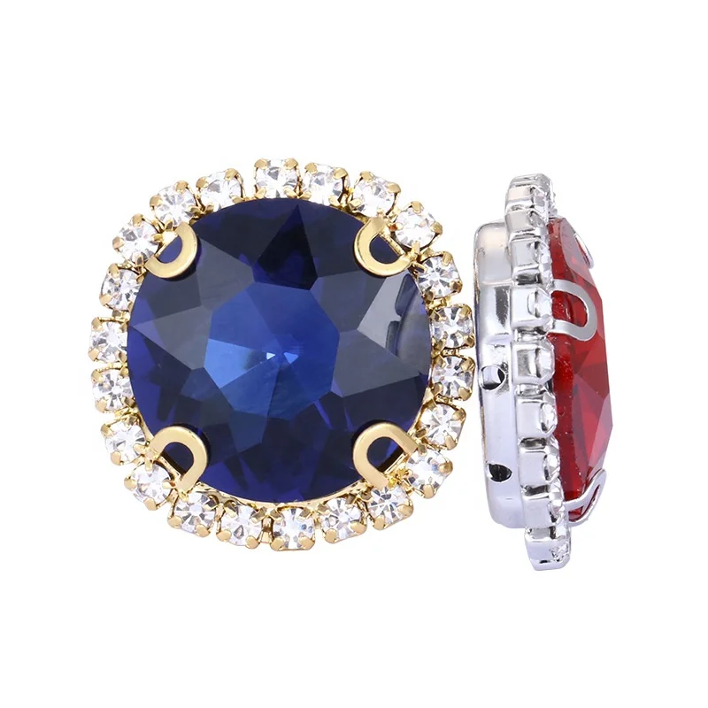 12mm Gem flower Crystal glass rhinestone with cup chain For DIY