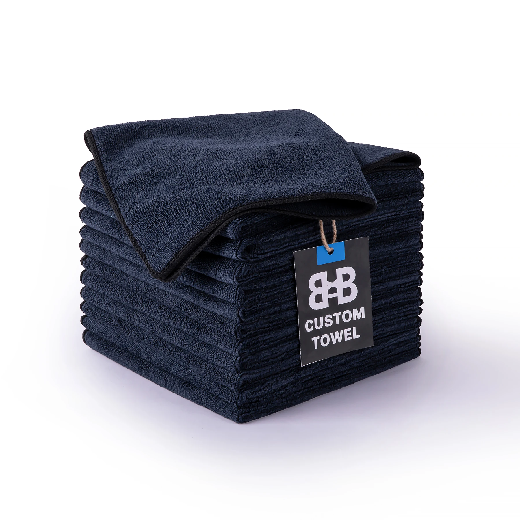 40X40cm 300gsm Recyclable high quality custom cleaning cloth wholesale for car kitchen cleaning black microfiber towel set