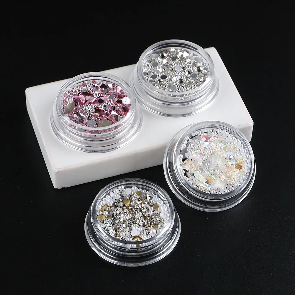 Nail Jewelry Flat Bottom Diamond Crystal Silver Beads Nail Accessories Decoration