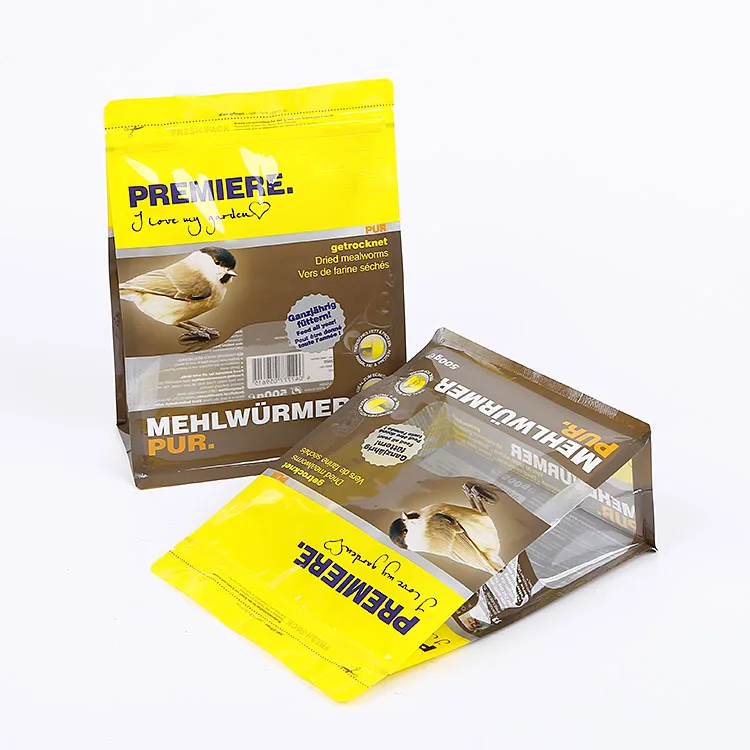 Custom Side Gusset Top Zipper Stand Up Food Bag Pet Packaging Bird Dog Cat Fish Plastic Bags Resealable Birds Dried Food Bag