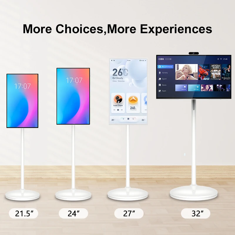32 Inch Vertical Display Portable Android Touch Screen Tv Floor Standing Mobile Smart Tv 32 Inch With 800w Camera