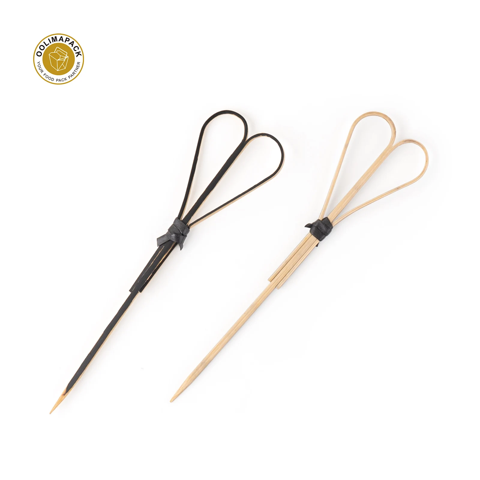 OOLIMA Custom Printed Logo Bamboo Knotted Skewers Food Picks Party Picks