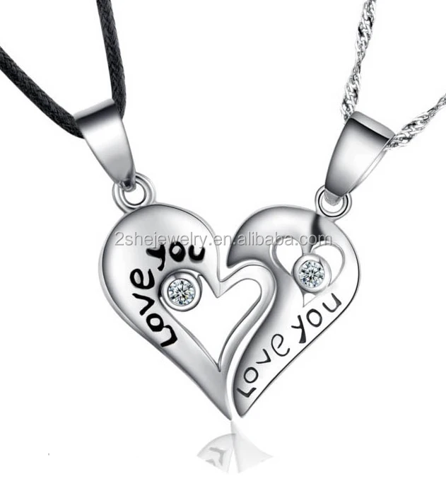 2SHE jewelry best selling Valentine couple two halves heart broken pendant