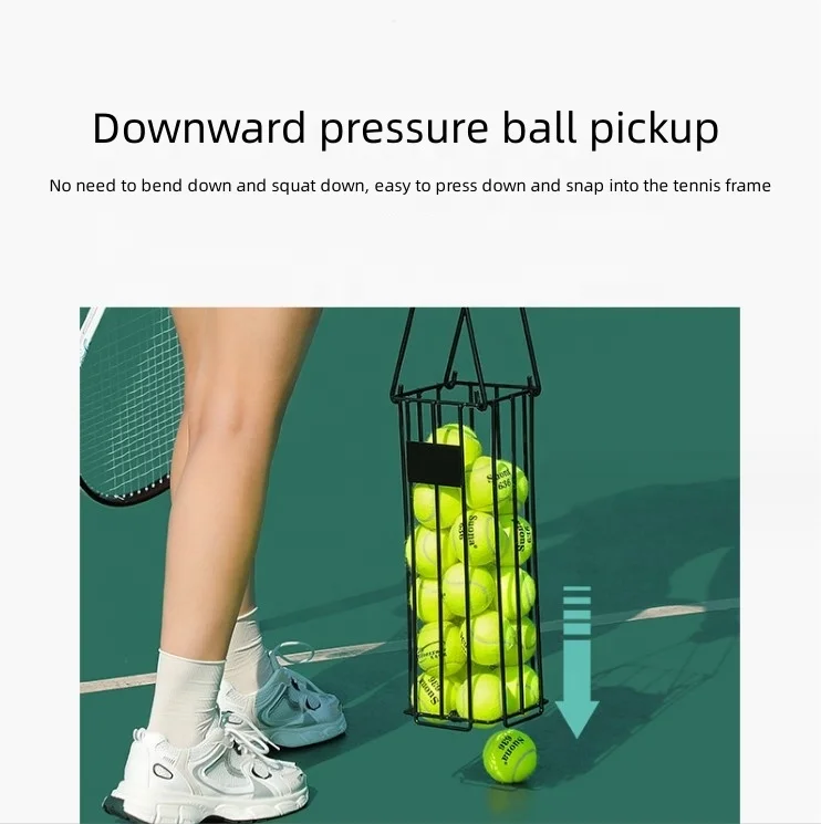 Portable Automatic Tennis Ball Picker with PU Carry Basket for Ball Collection and Storage