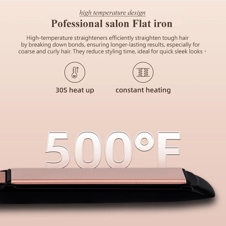 High Temp Professional 2 in 1 Hair Straighten Ceramic Wide Flat Iron Hair Straightener and Curler for Professional Salon