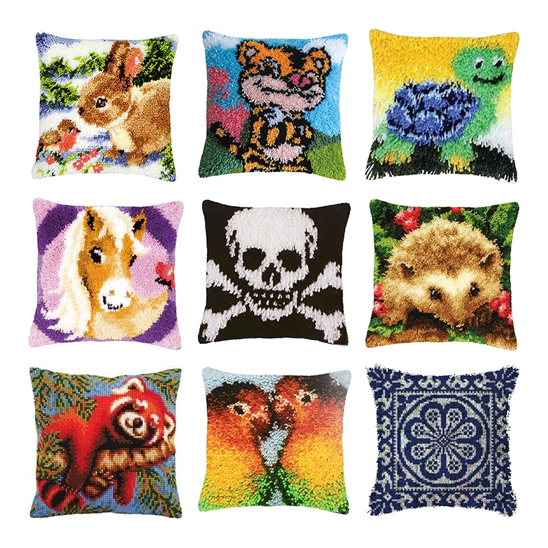 
Animals Latch Hook Cushion Pillow Mat DIY Crafts horse Pattern Cross Stitch Needlework set Crocheting Cushion embroidery pillow 