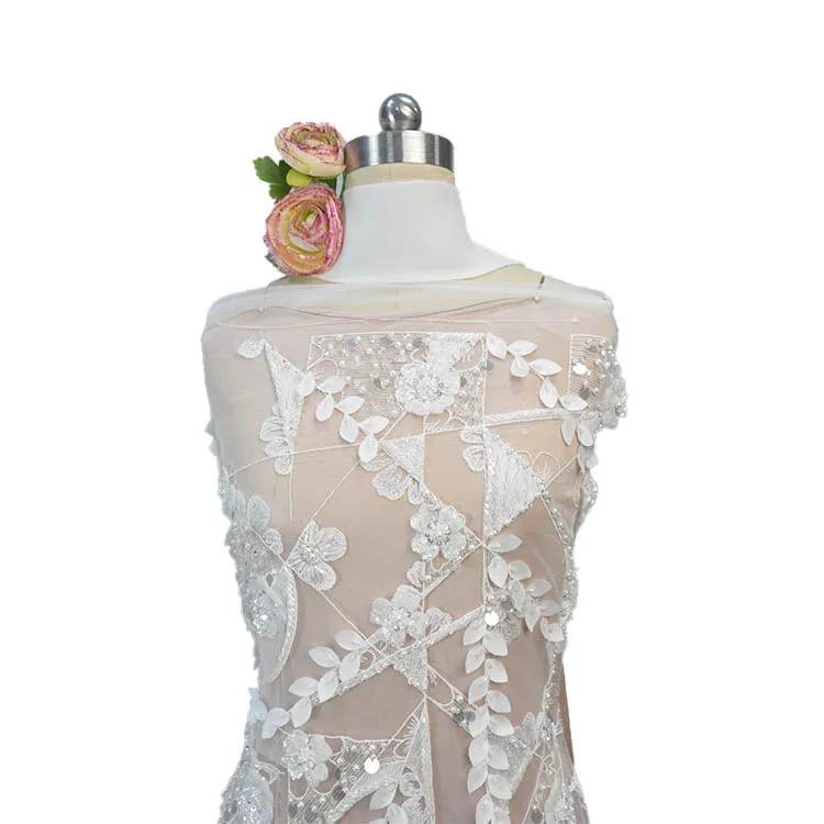 Популярная свадебная ткань с блестками для платья, оптовая продажа, французская вышивка, свадебная кружевная ткань