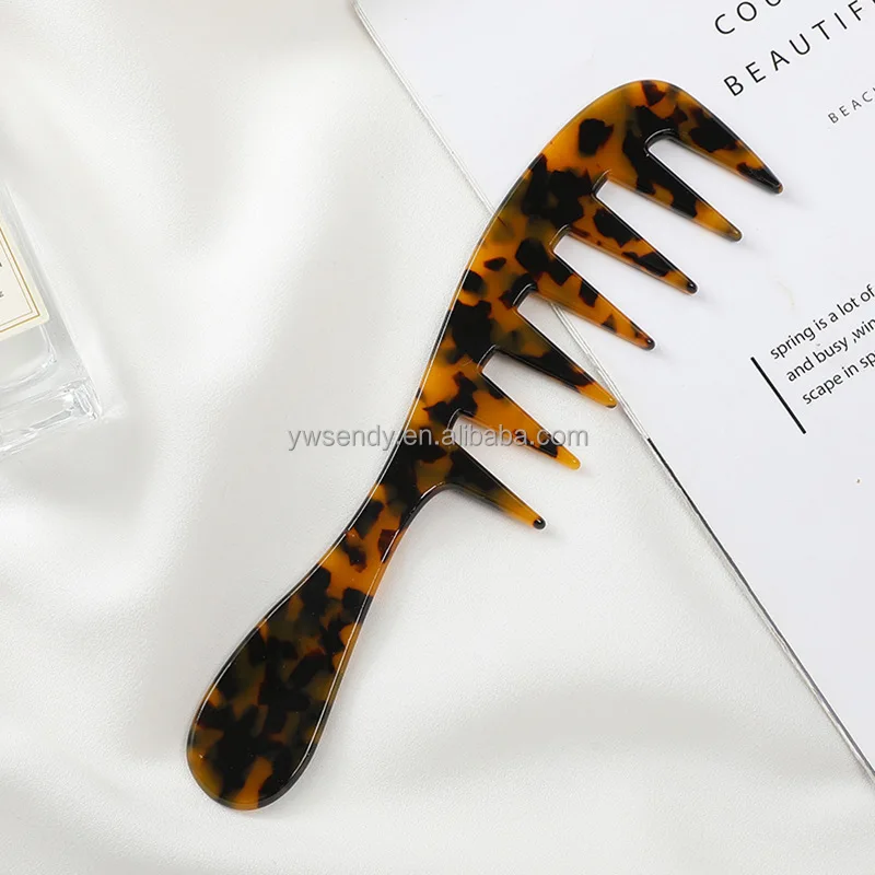 New Acetic Acid  Anti-static Comb Custom Long Handle Eco-friendly Women Wide Teeth Acetate Hair Combs