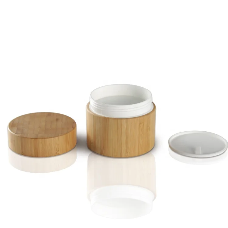 Custom Biodegradable Eco Friendly Luxury PP Bamboo Face Cream Cosmetic Jar Skin Care Container