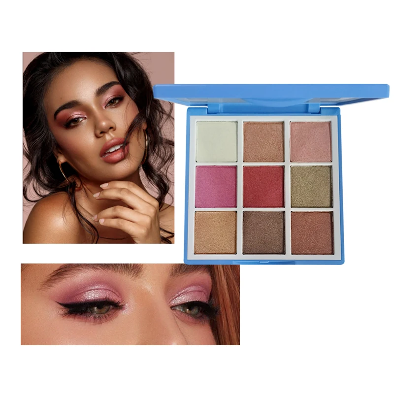 Wholesale 9 Color Pallette Eye Shadow Private Label Single Shimmer Eyeshadow Degradable Eyeshadow Palette