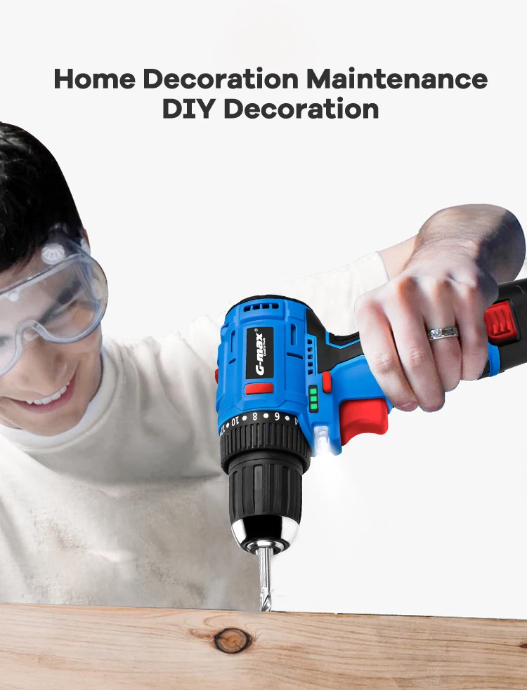 G-max Cordless Machine Power Tools  12V Brushless Motor Rechargeable Drill with LED Lighting