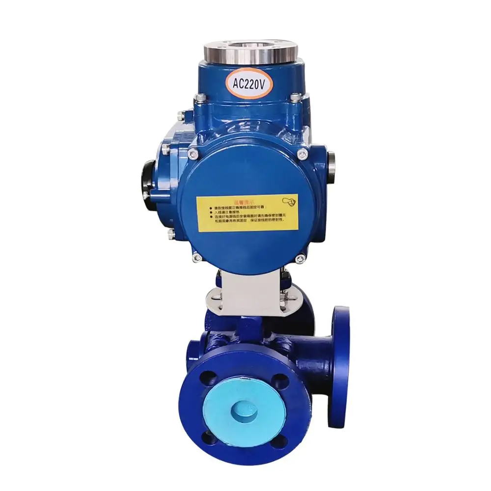 Standard Electric Actuator Three Way Ball Valve Flange , Electric Butterfly Control Valve 0~90 ° Rotation Control Valve Water