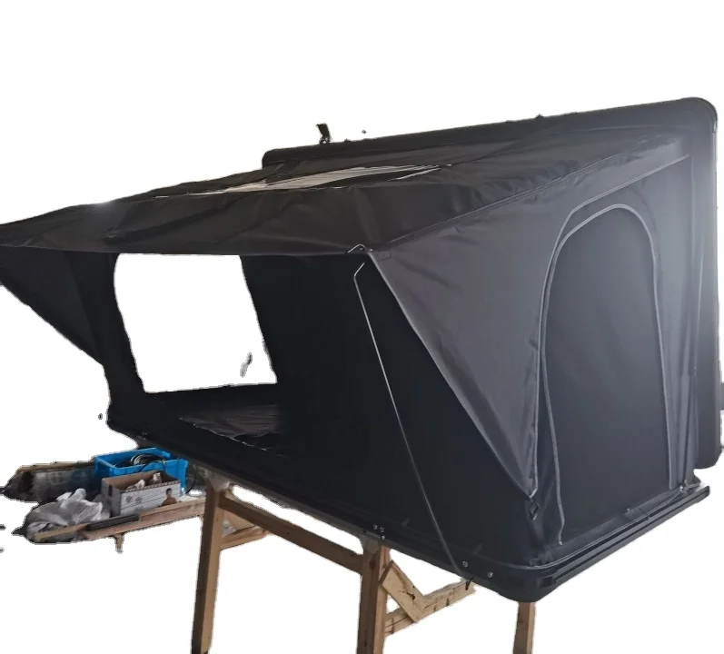 Camping Aluminum 4 Person Outdoor Hiking Rooftop Roof Top Car Tent Triangle Clamshell Hard Shell Top Roof Tent