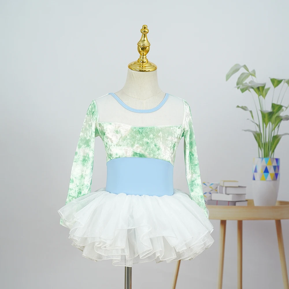 New trendy professional factory teen girls mesh tie dye velour dance ballet tutu for trainingwear
