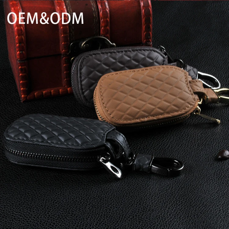 Key Bag Holder,Smart Keyrings Zipper Key Pouch Leather Car Key Wallet with Keychain/