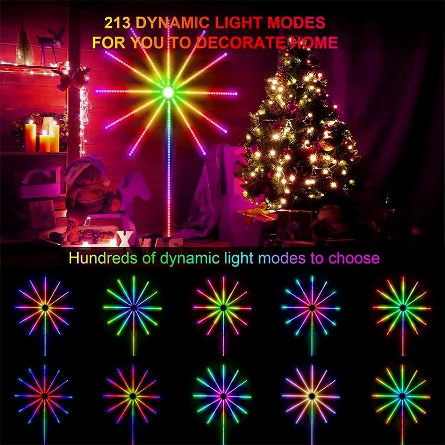 JEJA Firework LED Strip Lights Bedroom Music Sync Phone APP and Remote Control Firework LED Light for Christmas Party Bar KTV